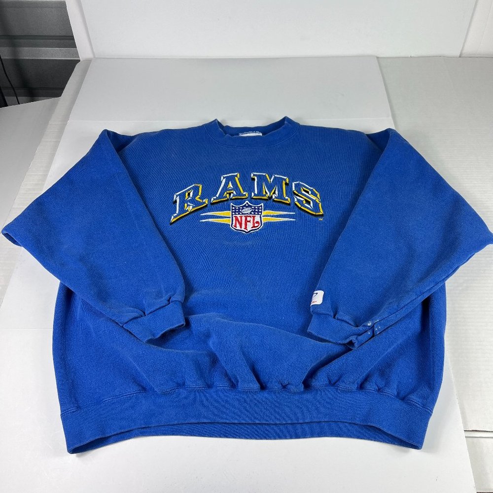 VTG 90s Logo Athletic St Louis Rams Sweatshirt Extra Large Boxy Blue Crewneck